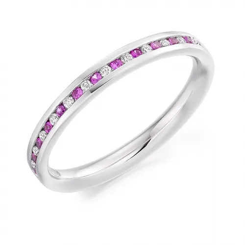 0.08ct Pink Sapphire Eternity Ring White Gold
